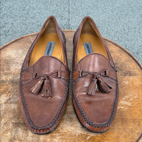 Johnston & Murphy Shoes Mens 8M Brown Leather Tassel Slip On Loafers - Picture 3 of 13